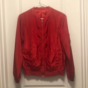 Women’s red bomber jacket